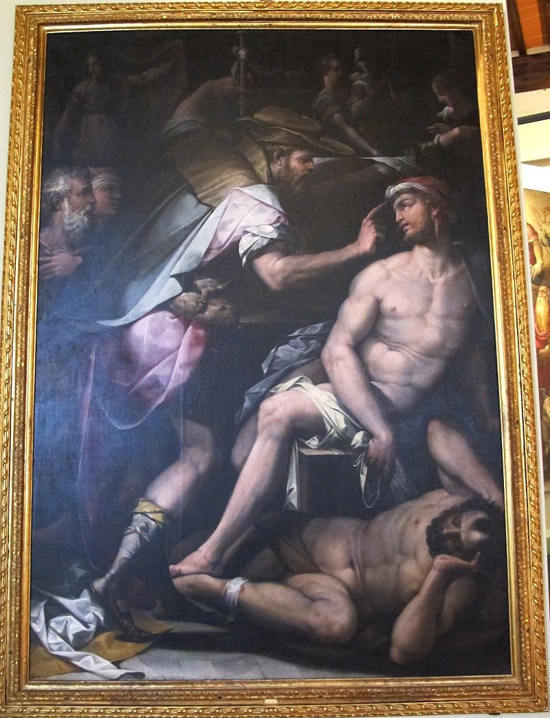 San Rocco visita gli appestati (verso), 1568, da Compagnia di s. Rocco (AR)